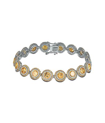 Pulseira Semi Jóia Luxo Riviera Pedras Champagnes Prata