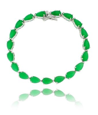 Pulseira Riviera Gota Esmeralda Semi Joias Da Moda Online
