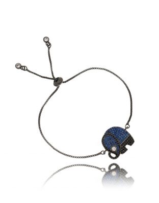 Pulseira De Elefante Ajustável Em Rodio Negro Cravejada Zirconias Joias