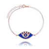 Pulseira De Olho Grego Esmaltada Azul E Branca Prata 925 Rosé