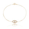 Pulseira Olho Grego Vazado Zirconias Prata 925 Banho Ouro