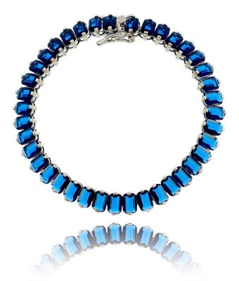 Pulseira Riviera Safira Luxo Zirconias Retangulares Joias