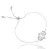 Pulseira Hamsa Baguetada Zirconias Brancas Em Rodio Semi Joia