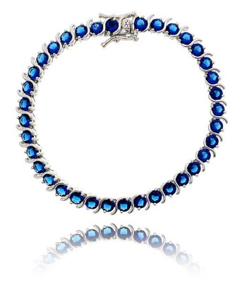 Pulseiras Riviera Safira Com Ródio Semi Joias Sofisticada