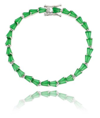 Pulseira Riviera Baguete Com Zirconias Esmeralda Semijoia