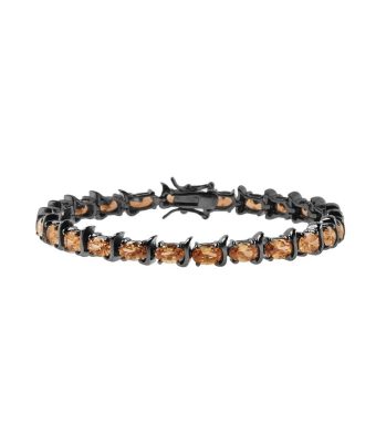Pulseira Riviera Ródio Negro Semijóia Zirconia Champagne