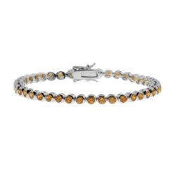 Pulseira Prata Riviera Com Zirconias Champagne Semi Joia