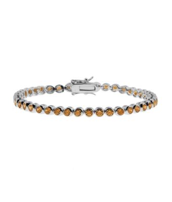 Pulseira Prata Riviera Com Zirconias Champagne Semi Joia