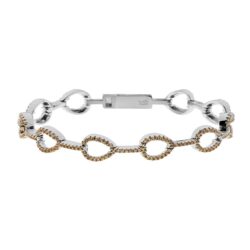 Pulseira Semi Joia Fina Zirconias Champagne Prata