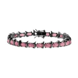 Pulseira Riviera Rodio Negro Rubi Rosa Claro Semi Joia