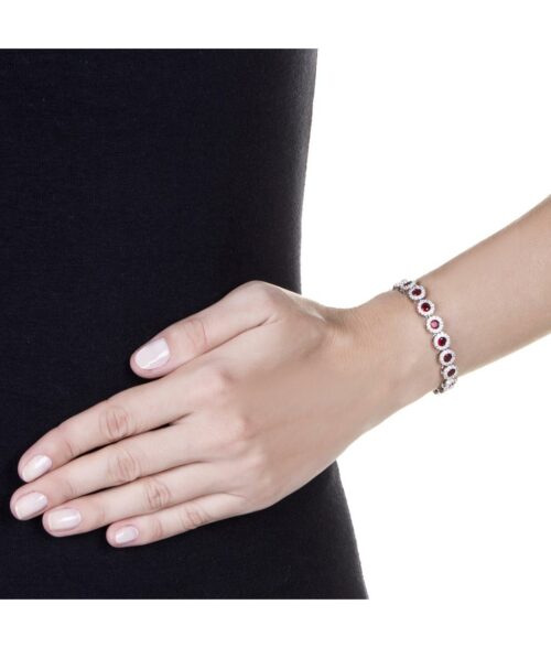 Pulseira Riviera Delicada Semi Jóia De Zirconias Lilas E Brancas - Image 2