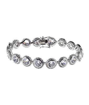 Pulseira Ródio Zirconias Cristais Semi Jóia Sofisticada