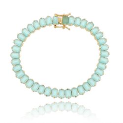 Pulseira Riviera Zirconias Turmalina Leitosa Semi Joias Banho De Ouro