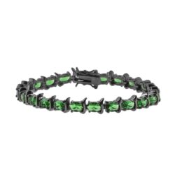 Pulseira Riviera Ródio Negro Verde Esmeralda Semi Joia