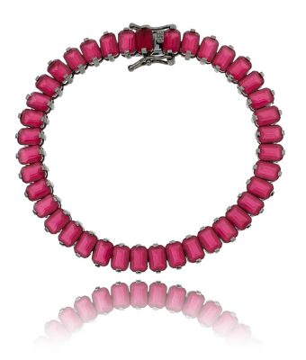 Pulseira Riviera Zirconias Rubis Em Rodio Negro Semijoia