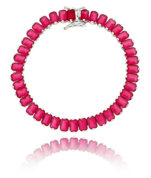 Pulseira Riviera Rubi Luxo Zirconias Retangulares Joias