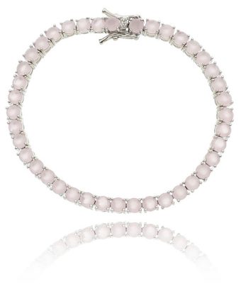 Pulseira Riviera Delicada Quartzo Rosa Semi Joias Da Moda