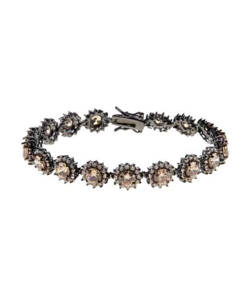 Pulseira Riviera De Zirconias Champagne Semijoia Fina