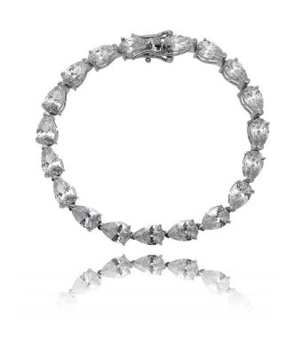Pulseira Riviera Gota Cristal Com Banho Rodio Negro Semi Joias Da Moda