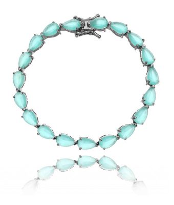Pulseira Riviera Gota Turmalina Candy Rodio Negro Semi Joias Da Moda