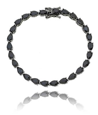 Pulseira Riviera Gota Negra Rodio Negro Semi Joias Da Moda Online