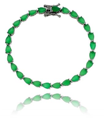 Pulseira Riviera Gota Esmeralda Rodio Negro Semi Joias Da Moda Online