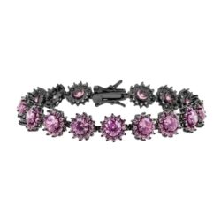 Pulseira Riviera Rodio Negro Zirconias Rosas Semi Joia Online