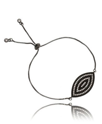 Pulseira De Olho Grego Preta E Branca Rodio Negro Semi Joias Da Moda