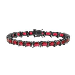 Pulseira Riviera Zirconias Rubis E Rodio Negro Semi Joia