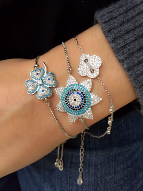 Pulseira Olho Grego De Sol Cravejado De Nano Zirconias Semi Joias De Luxo - Image 3