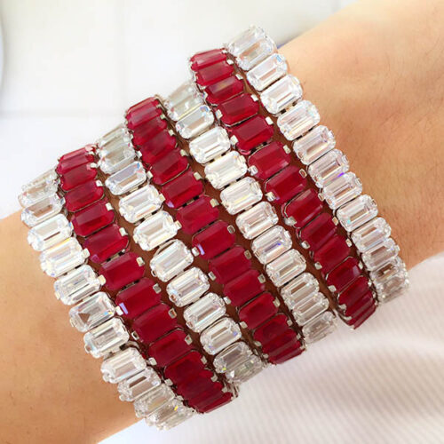 Pulseira Riviera Rubi Luxo Zirconias Retangulares Joias - Image 2