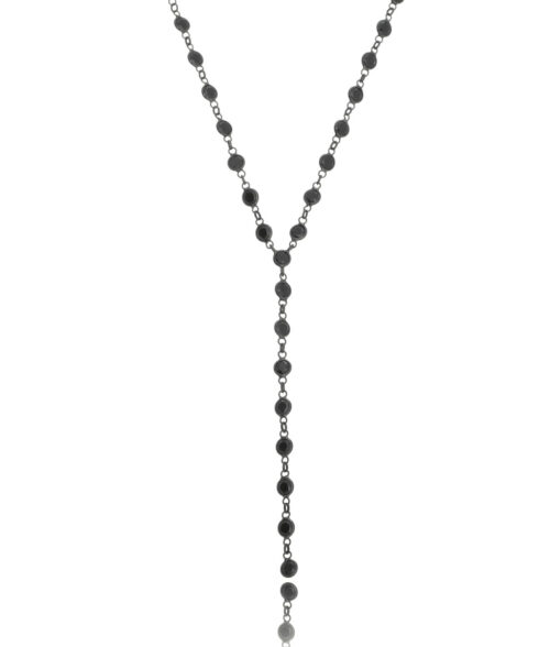 Colar Gravatinha Rodio Negro Com 27 Zirconias Pretas Semi Joia Luxo Exclusiva