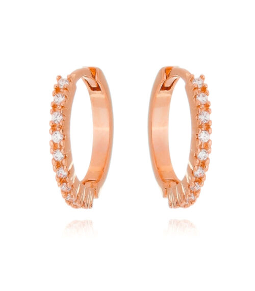 Argola de prata 925 com zirconias cristais e banho de ouro rose joias de luxo Waufen