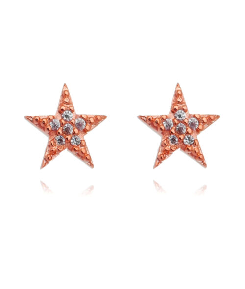 brinco estrela pequeno com zirconias cristais e banho de ouro rose joias delicadas Waufen