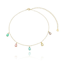 choker de prata 925 com gotinhas coloridas joias da moda com banho de ouro waufen