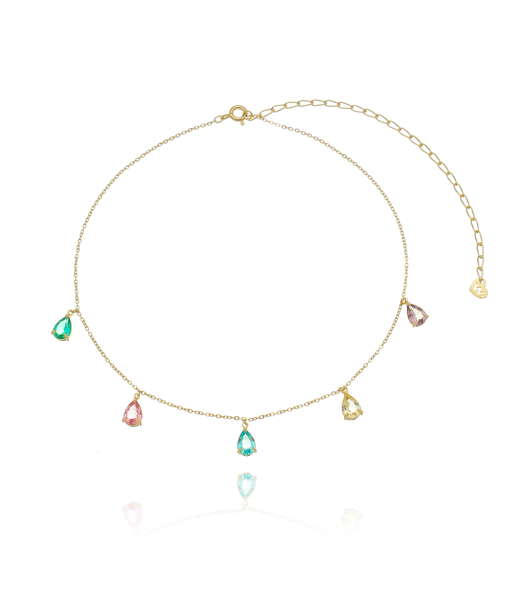 choker de prata 925 com gotinhas coloridas joias da moda com banho de ouro waufen