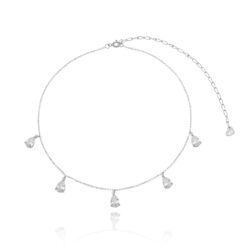 choker de prata 925 com gotinhas cristais joias da moda com banho de ródio waufen