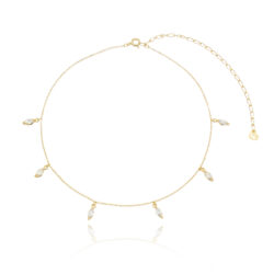 choker de prata 925 com navetinha cristal joias da moda com banho de ouro waufen