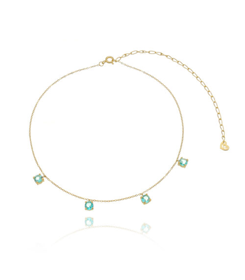 choker com pontos de luz agua marinha e banho de ouro joias de prata 925 waufen