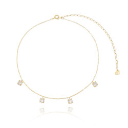 choker de prata 925 com pontos de luzes cristais joias modernas folheada a ouro waufen