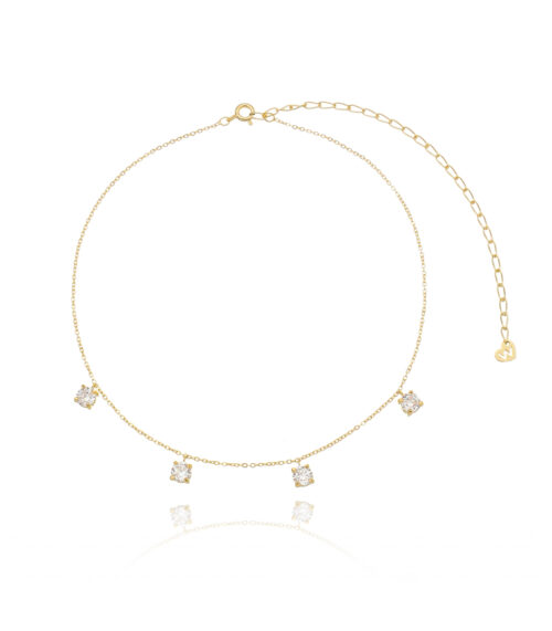 choker de prata 925 com pontos de luzes cristais joias modernas folheada a ouro waufen