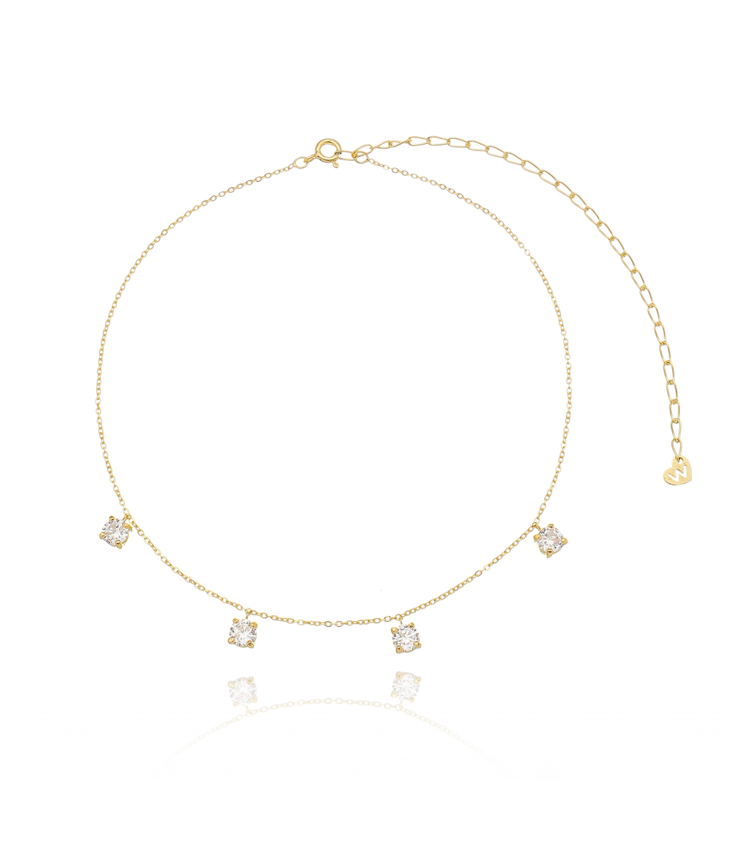 choker de prata 925 com pontos de luzes cristais joias modernas folheada a ouro waufen