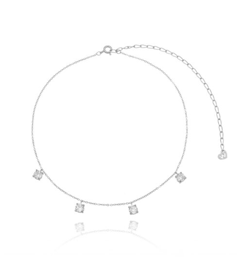 choker de prata 925 com pontos de luzes cristais joias modernas com banho de ródio waufen