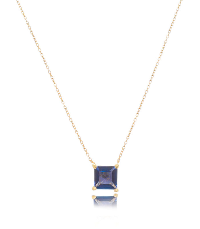 colar folheado a ouro com pedra quadradinha tanzanita joias de luxo em prata 925 Waufen