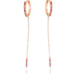 argola de luxo com espinelios coloridos e banho de ouro rose joias em prata 925