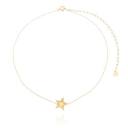 choker folheada a ouro com estrela e zirconias cristais joias de prata 925 waufen