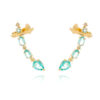 earcuff agua marinha folheado a ouro joias de festa em prata 925 waufen