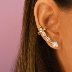 ear cuff festa com banho de ouro e zirconias cristais joias modernas em prata 925 waufen