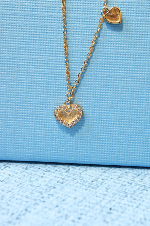 colar de corações delicados e zirconias cristais com corrente cartier e banho de ouro joias delicadas em prata 925 waufen