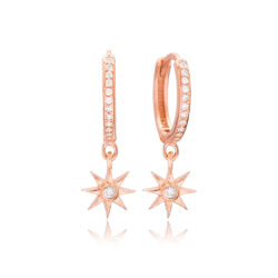 Argola moderna com Pingente de Estrelinha em Prata 925 Ouro Rosé